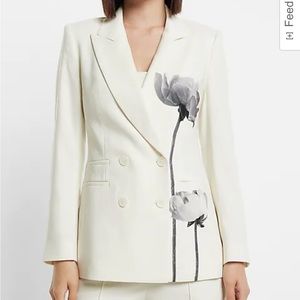 White Flower Blazer from Express - Size 4 New with Tags
